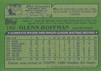 1982 Topps #189 Glenn Hoffman Back