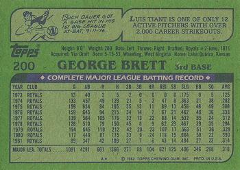 1982 Topps #200 George Brett Back