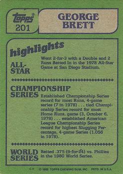 1982 Topps #201 George Brett Back