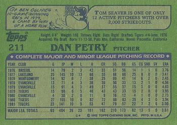 1982 Topps #211 Dan Petry Back