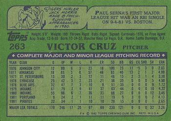 1982 Topps #263 Victor Cruz Back