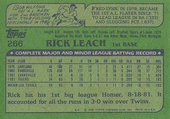 1982 Topps #266 Rick Leach Back