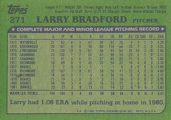 1982 Topps #271 Larry Bradford Back