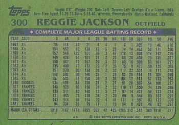 1982 Topps #300 Reggie Jackson Back