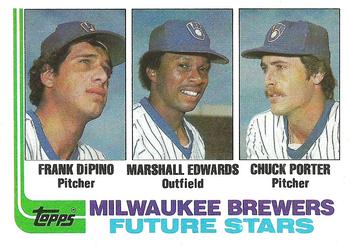 1982 Topps #333 Brewers Future Stars (Frank DiPino / Marshall Edwards / Chuck Porter) Front