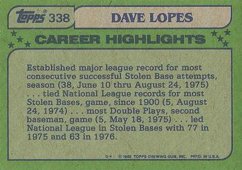 1982 Topps #338 Dave Lopes Back