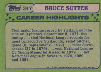 1982 Topps #347 Bruce Sutter Back