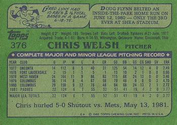 1982 Topps #376 Chris Welsh Back