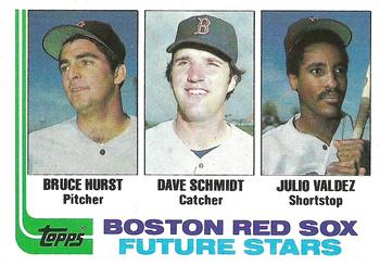 1982 Topps #381 Red Sox Future Stars (Bruce Hurst / Dave Schmidt / Julio Valdez) Front