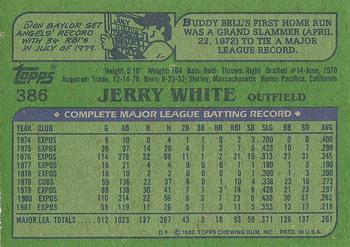 1982 Topps #386 Jerry White Back