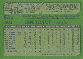 1982 Topps #403 Jim Tracy Back