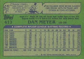 1982 Topps #413 Dan Meyer Back