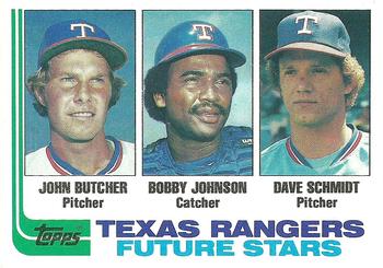 1982 Topps #418 Rangers Future Stars (John Butcher / Bobby Johnson / Dave Schmidt) Front