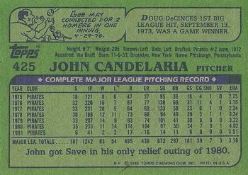1982 Topps #425 John Candelaria Back