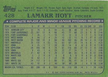 1982 Topps #428 LaMarr Hoyt Back