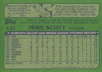 1982 Topps #432 Mike Scott Back