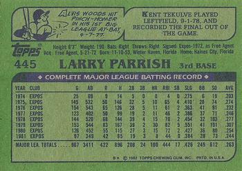 1982 Topps #445 Larry Parrish Back