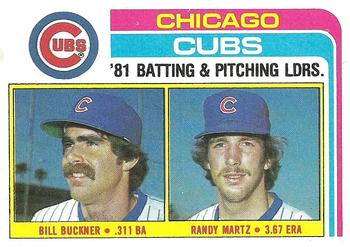 1982 Topps #456 Cubs Leaders / Checklist (Bill Buckner / Randy Martz) Front