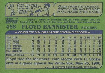 1982 Topps #468 Floyd Bannister Back