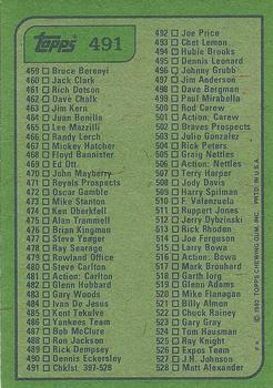1982 Topps #491 Checklist: 397-528 Back