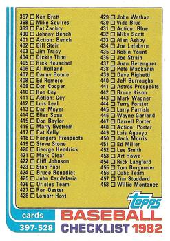 1982 Topps #491 Checklist: 397-528 Front