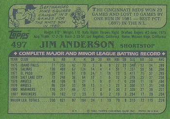 1982 Topps #497 Jim Anderson Back