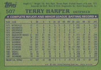 1982 Topps #507 Terry Harper Back