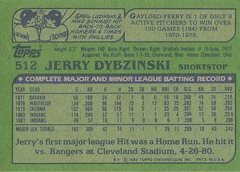 1982 Topps #512 Jerry Dybzinski Back