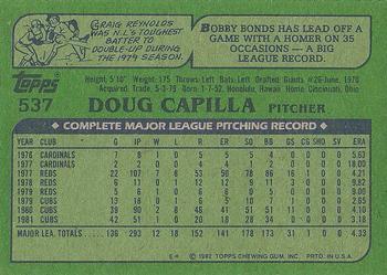 1982 Topps #537 Doug Capilla Back