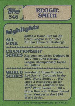 1982 Topps #546 Reggie Smith Back