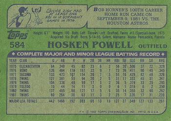1982 Topps #584 Hosken Powell Back