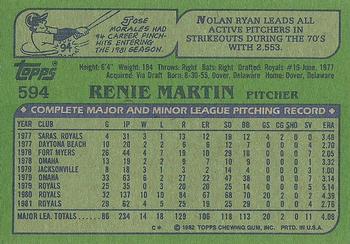 1982 Topps #594 Renie Martin Back