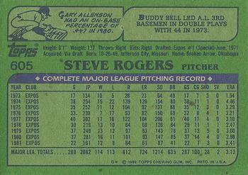 1982 Topps #605 Steve Rogers Back