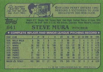 1982 Topps #641 Steve Mura Back