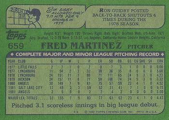1982 Topps #659 Fred Martinez Back