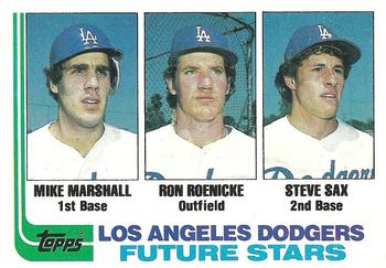 1982 Topps #681 Dodgers Future Stars (Mike Marshall / Ron Roenicke / Steve Sax) Front