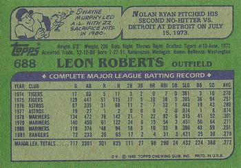 1982 Topps #688 Leon Roberts Back