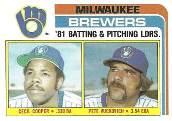 1982 Topps #703 Brewers Leaders / Checklist (Cecil Cooper / Pete Vuckovich) Front