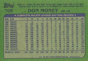 1982 Topps #709 Don Money Back
