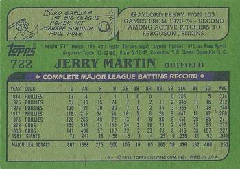 1982 Topps #722 Jerry Martin Back