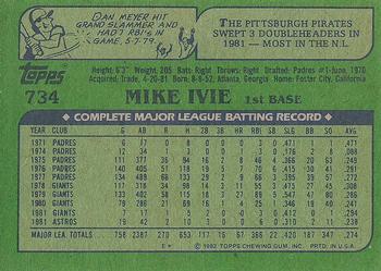1982 Topps #734 Mike Ivie Back