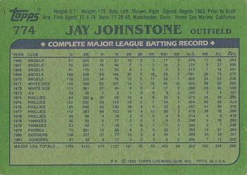1982 Topps #774 Jay Johnstone Back