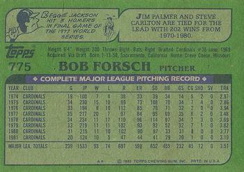 1982 Topps #775 Bob Forsch Back