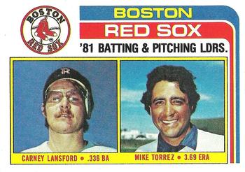 1982 Topps #786 Red Sox Leaders / Checklist (Carney Lansford / Mike Torrez) Front