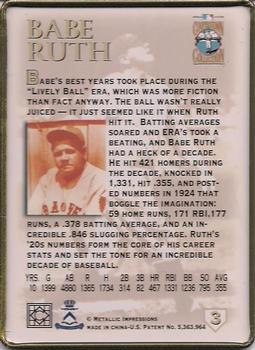 1995 Metallic Impressions Babe Ruth #3 Babe Ruth Back