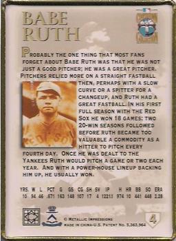 1995 Metallic Impressions Babe Ruth #4 Babe Ruth Back