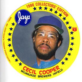 1986 Jays Discs #NNO Cecil Cooper Front