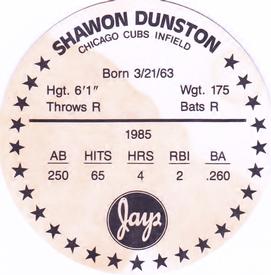 1986 Jays Discs #NNO Shawon Dunston Back