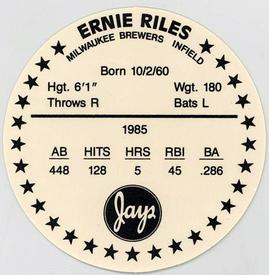 1986 Jays Discs #NNO Ernie Riles Back