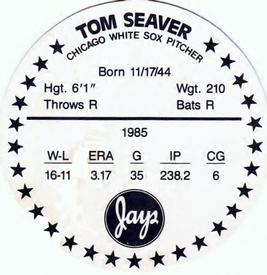 1986 Jays Discs #NNO Tom Seaver Back